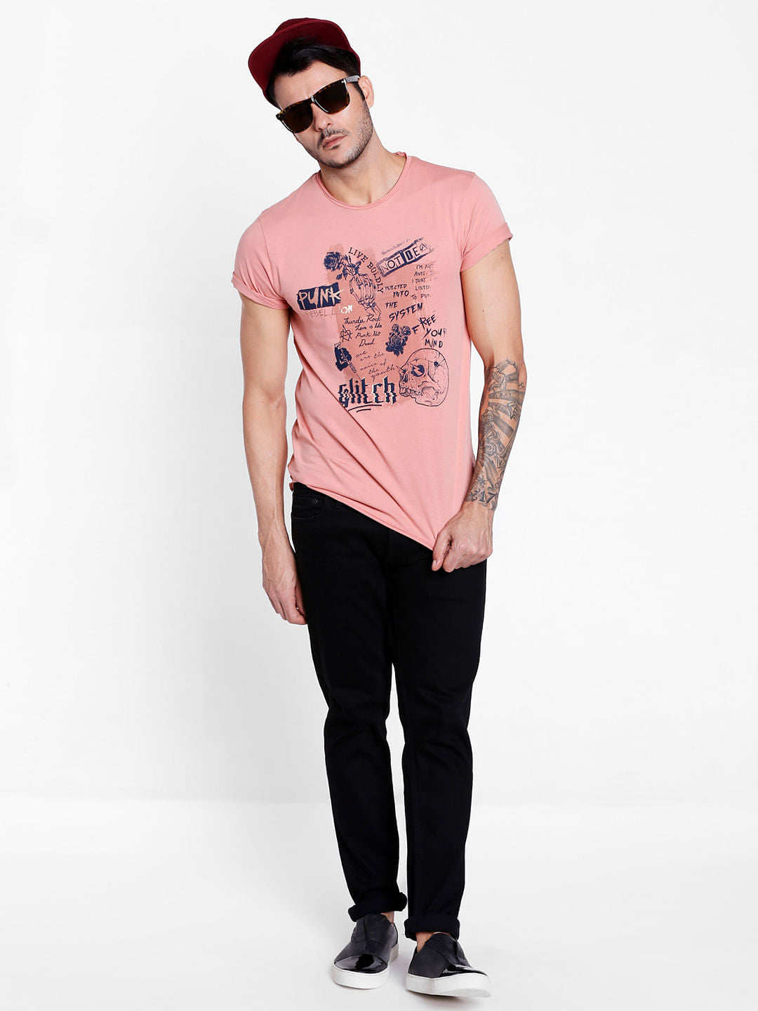 Pink Slogan Print Crew Neck T-Shirt