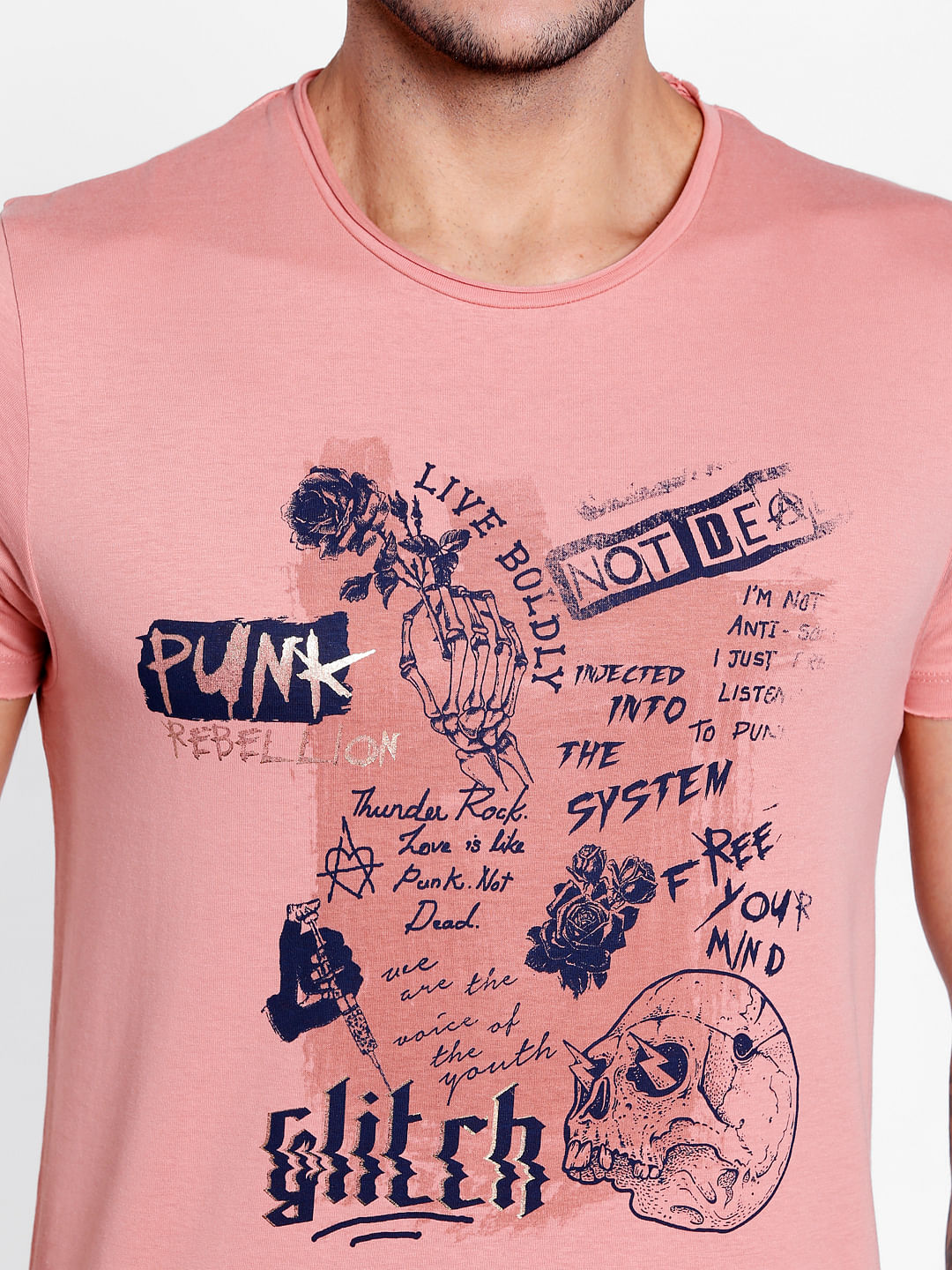 Pink Slogan Print Crew Neck T-Shirt