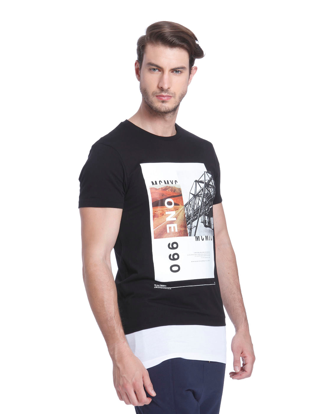 Black Graphic Print Crew Neck T-Shirt