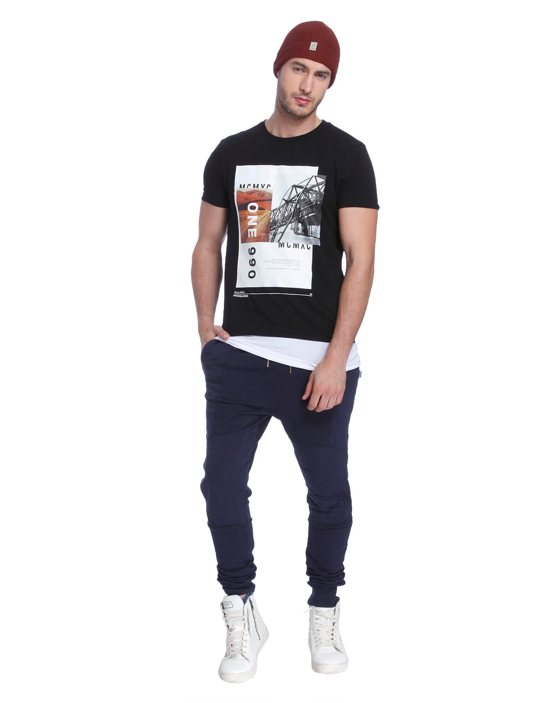 Black Graphic Print Crew Neck T-Shirt