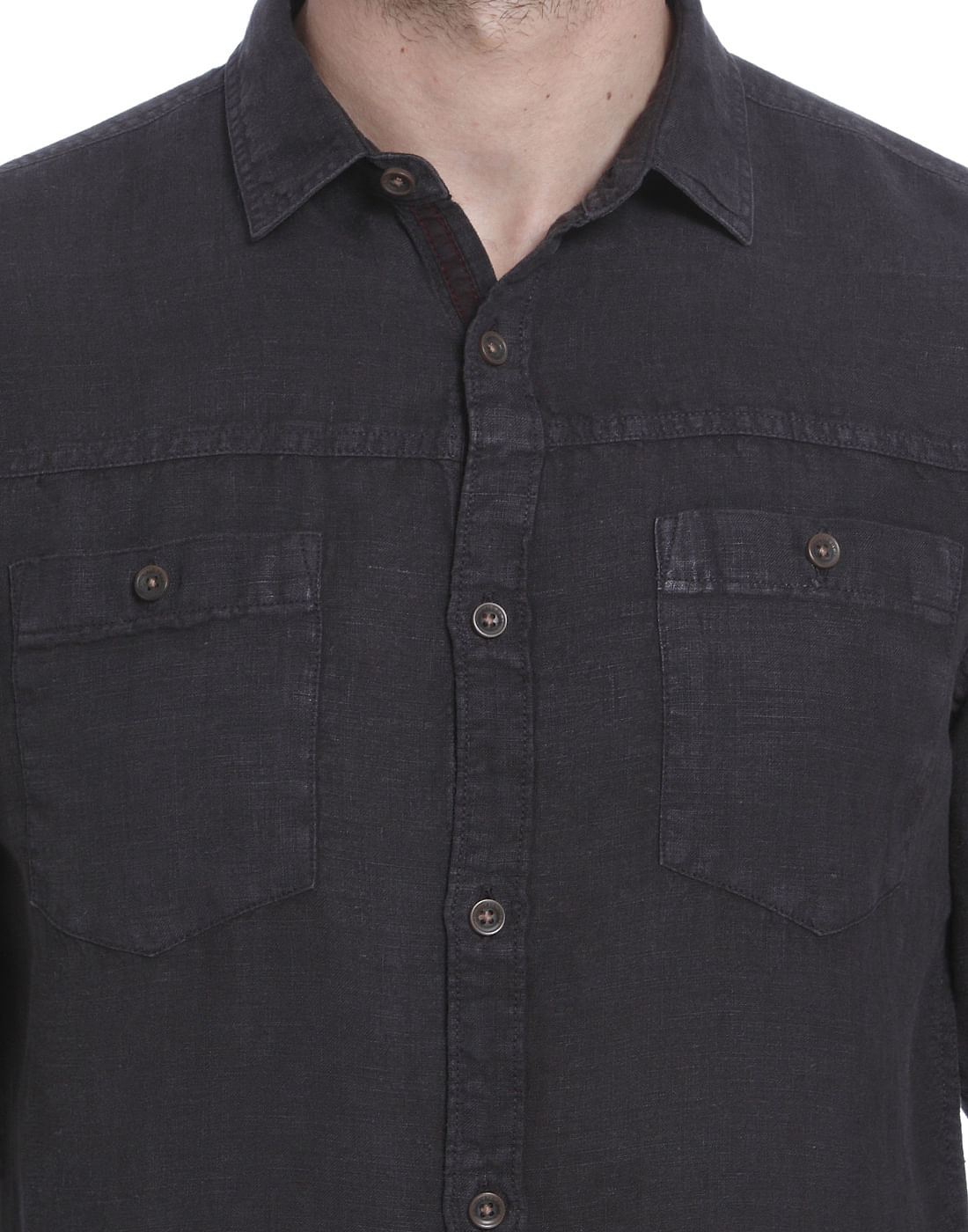Black Linen Slim Fit Shirt