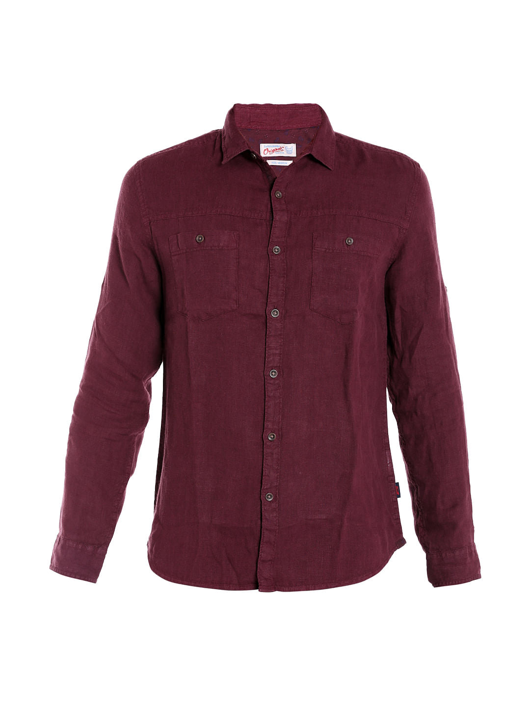 Red Linen Slim Fit Shirt