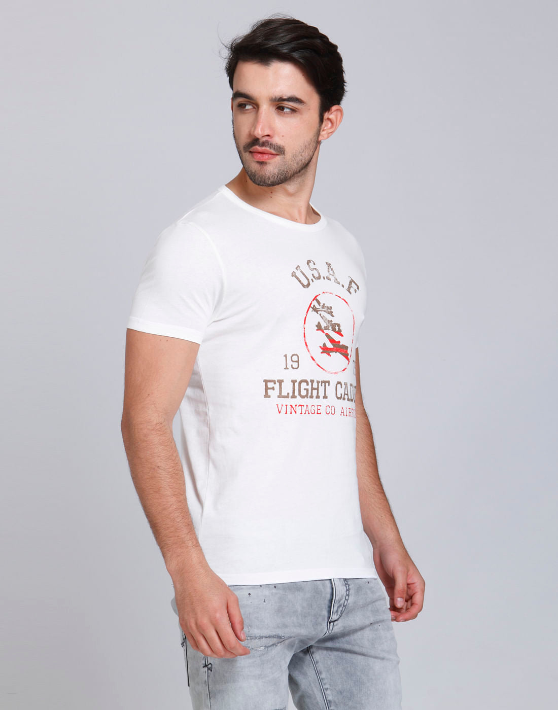 White Graphic Print Crew Neck T-Shirt