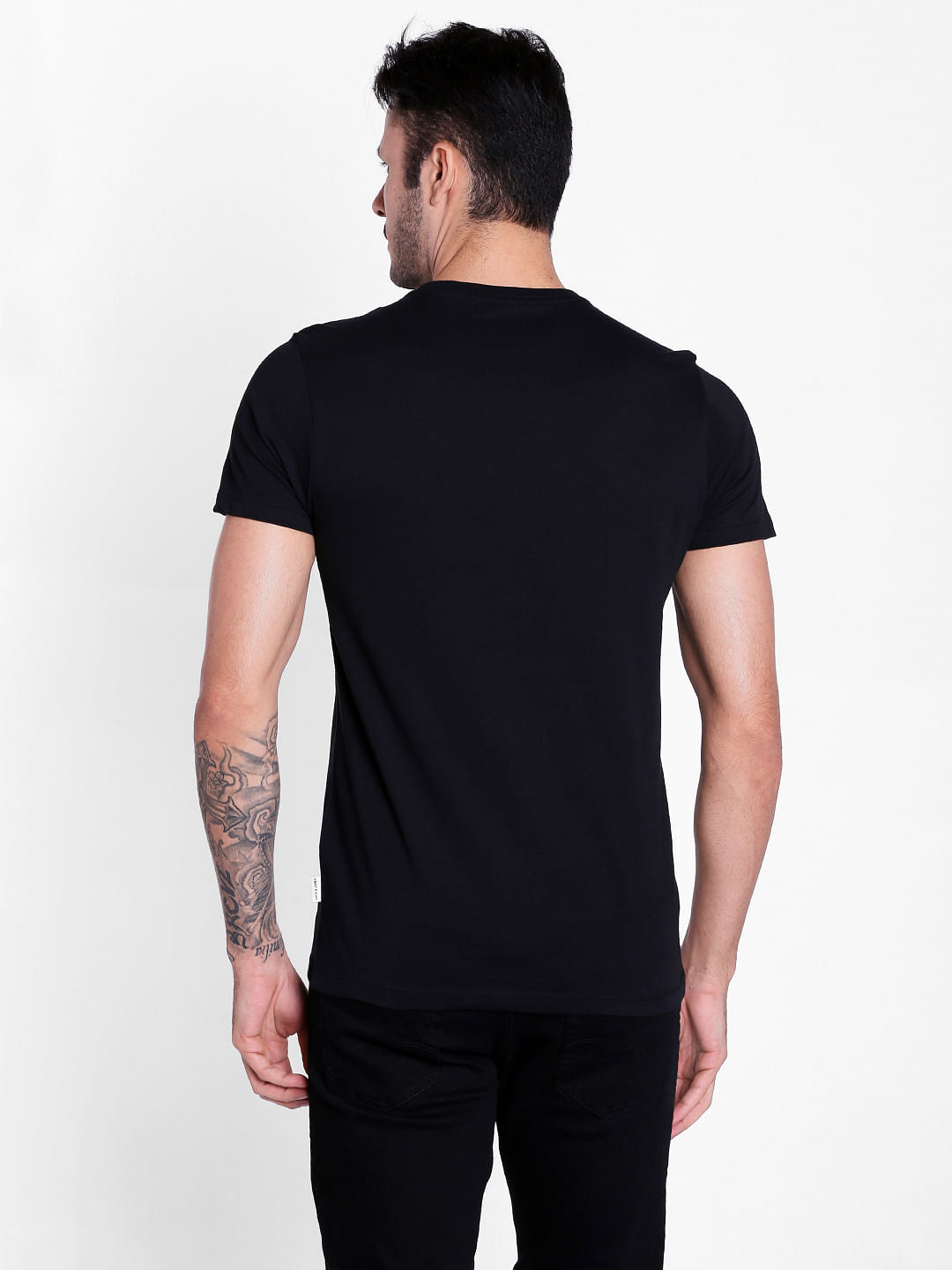 Black Graphic Print Crew Neck T-Shirt