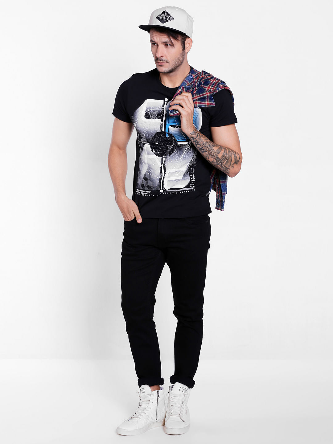 Black Graphic Print Crew Neck T-Shirt