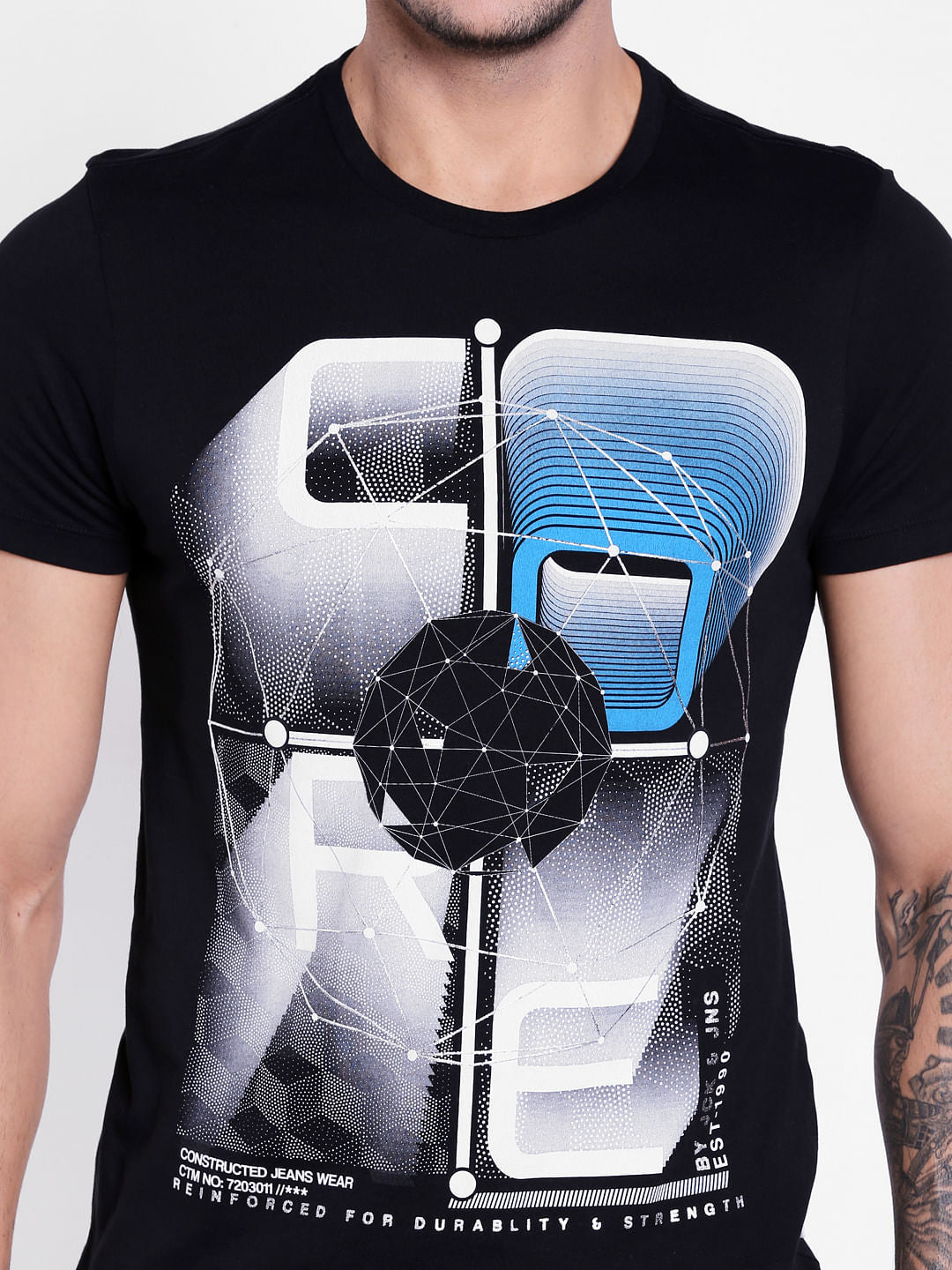 Black Graphic Print Crew Neck T-Shirt