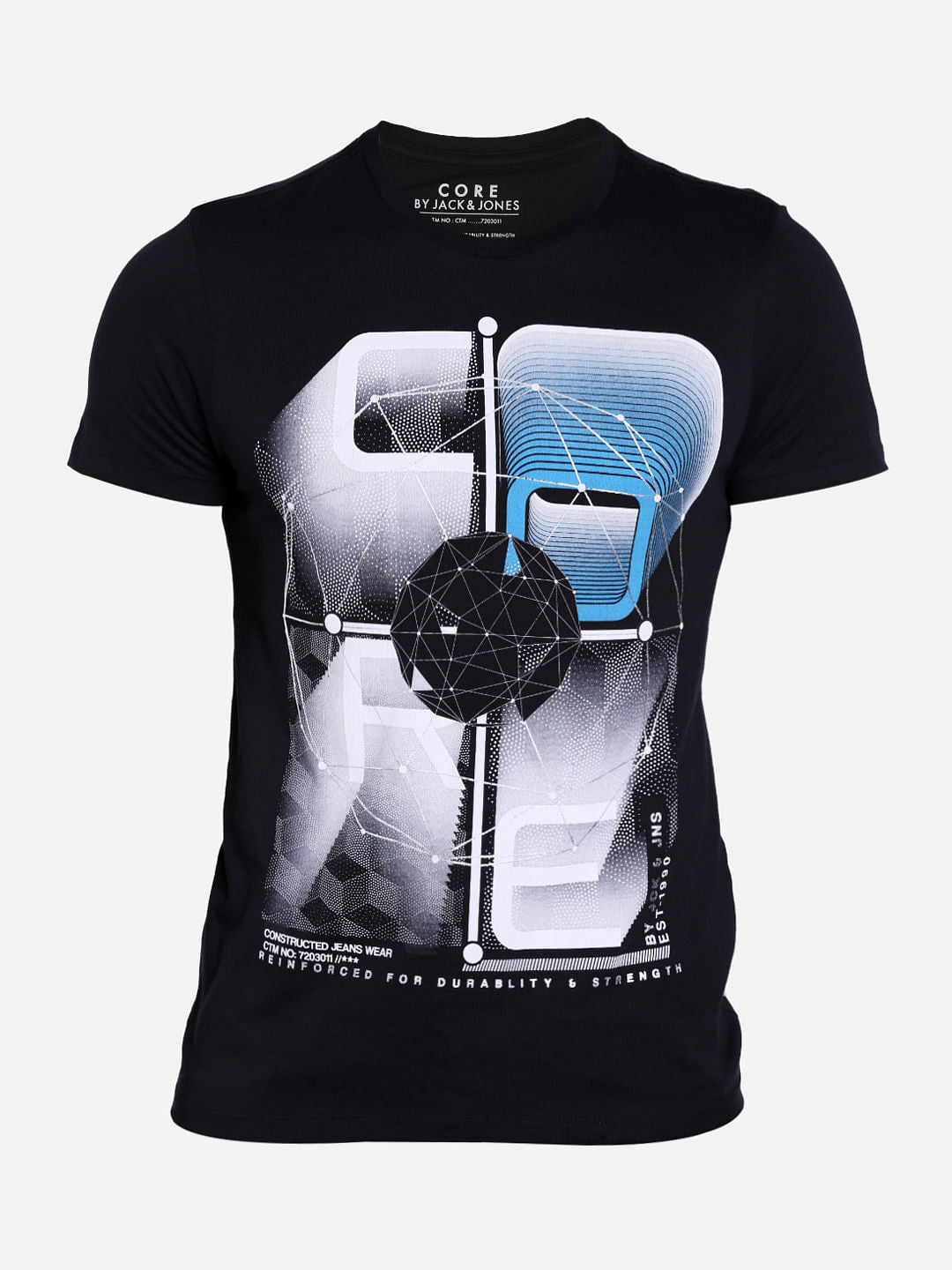 Black Graphic Print Crew Neck T-Shirt