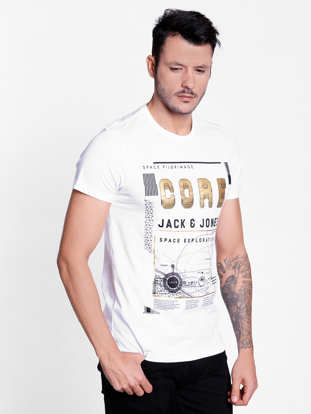 White Graphic Print Crew Neck T-Shirt