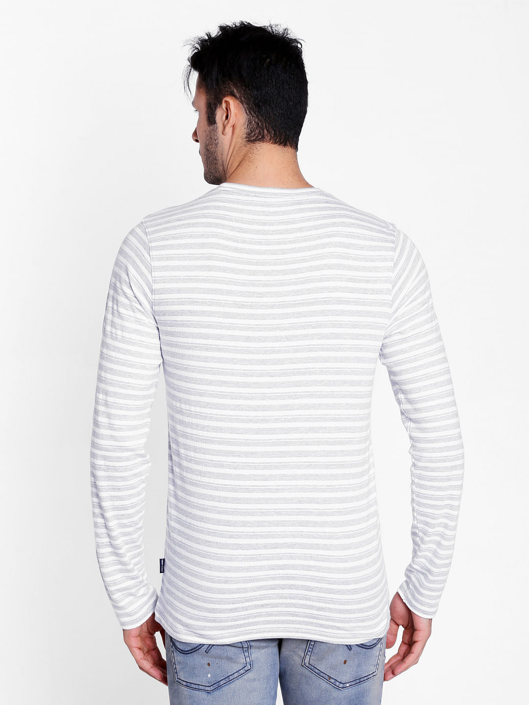 White Jacquard Crew Neck T-Shirt