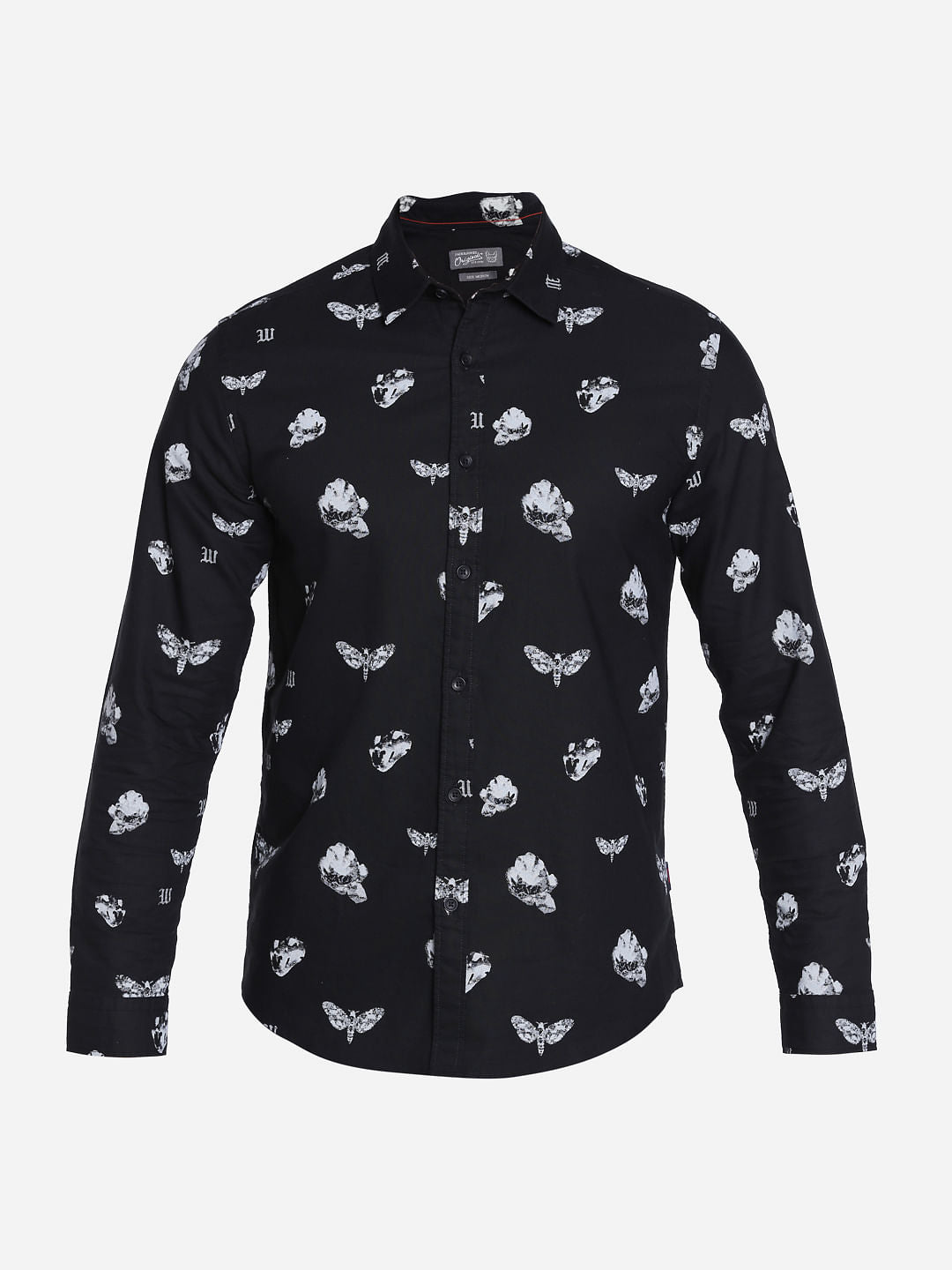 Black Dragonfly Print Slim Fit Shirt