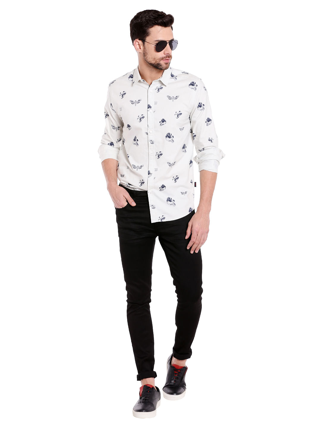 Off White Dragonfly Print Slim Fit Shirt