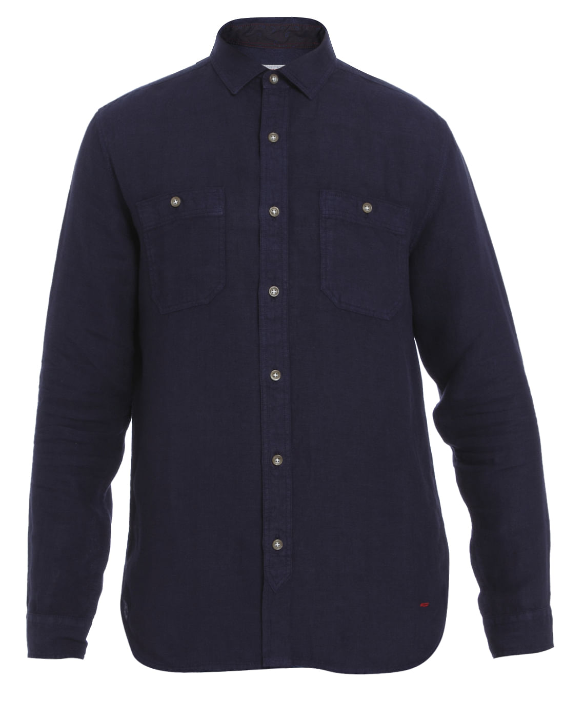 Dark Blue Linen Slim Fit Shirt