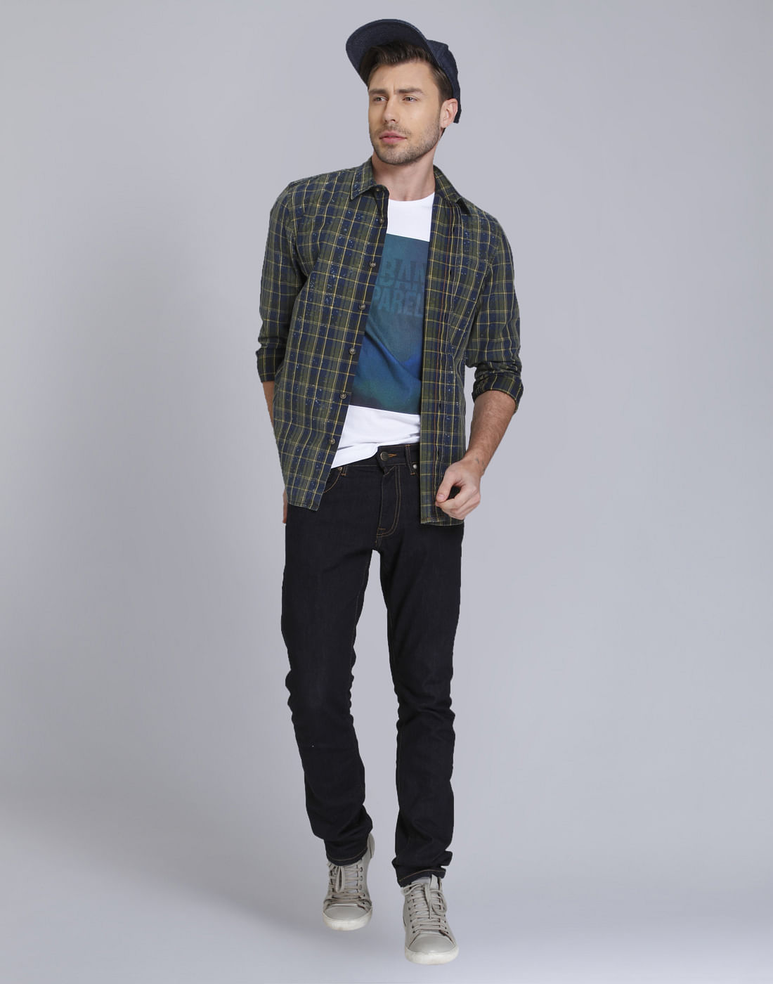 Green Check Slim Fit Shirt