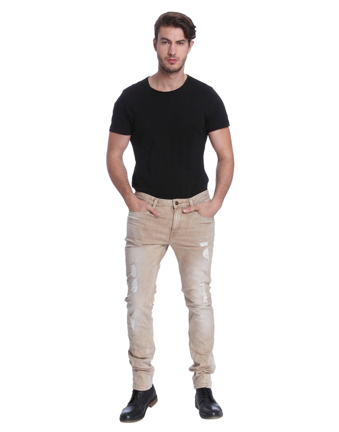 Light Brown Distressed Skinny Jeans