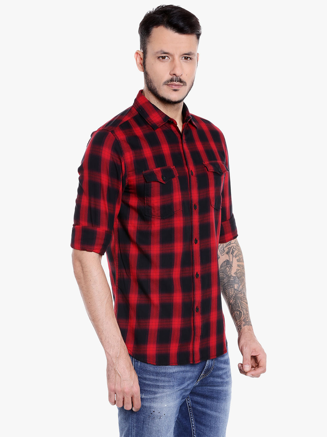 Red Check Slim Fit Shirt