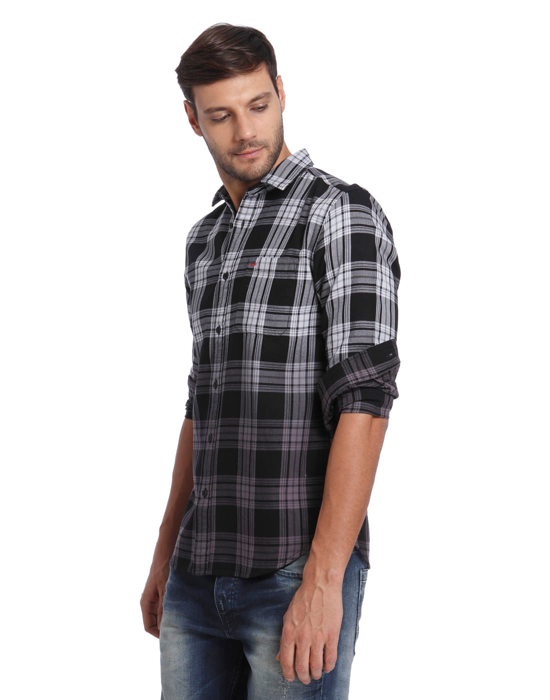 Black & White Check Slim Fit Shirt