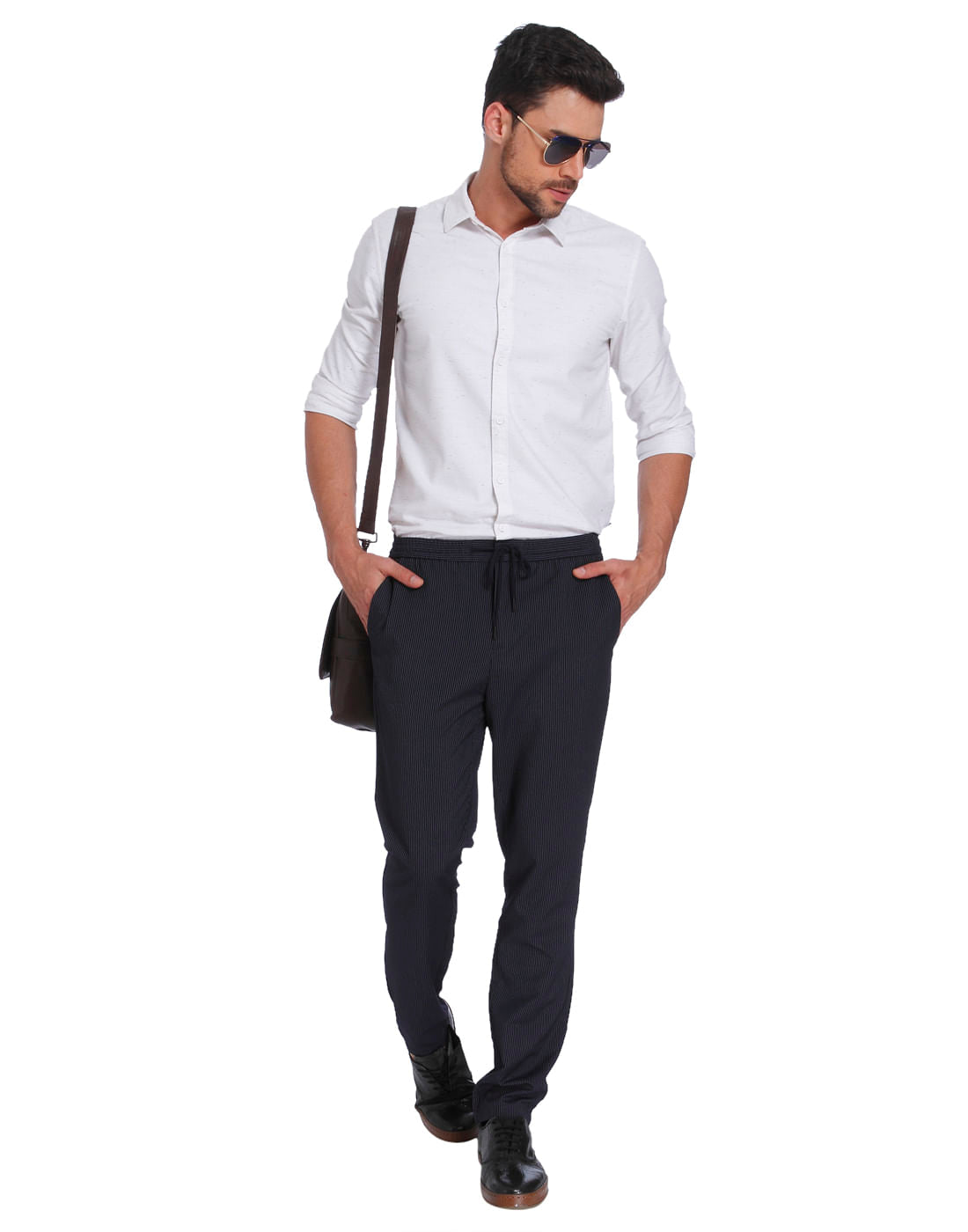 White Textured Slim Fit Shirt