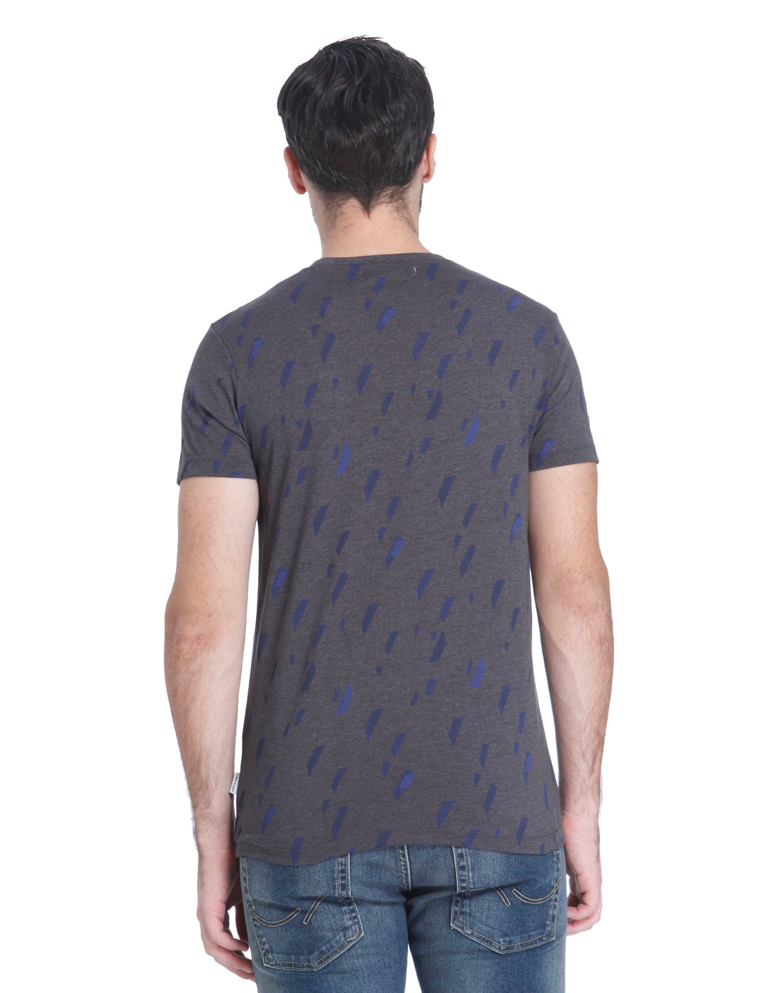 Dark Grey Printed Crew Neck T-Shirt