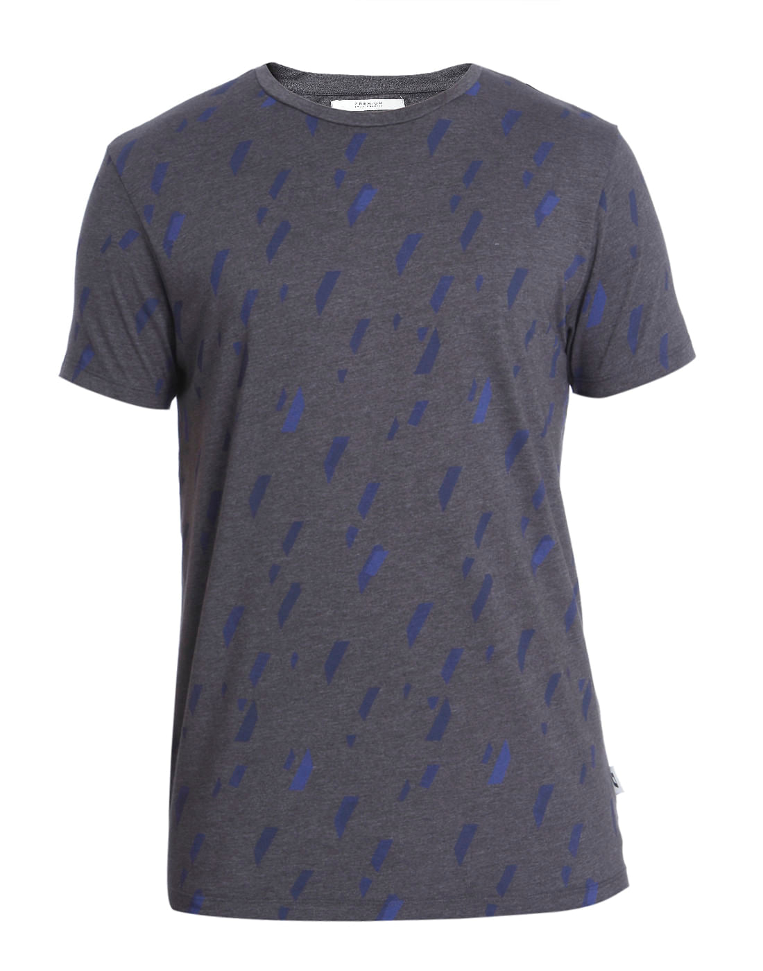 Dark Grey Printed Crew Neck T-Shirt