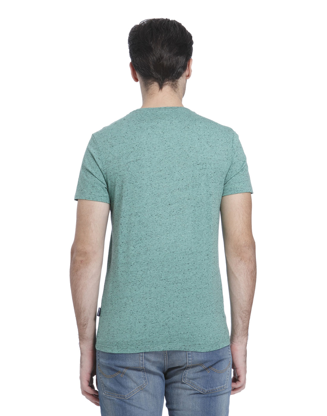 Green Self Print Crew Neck T-Shirt