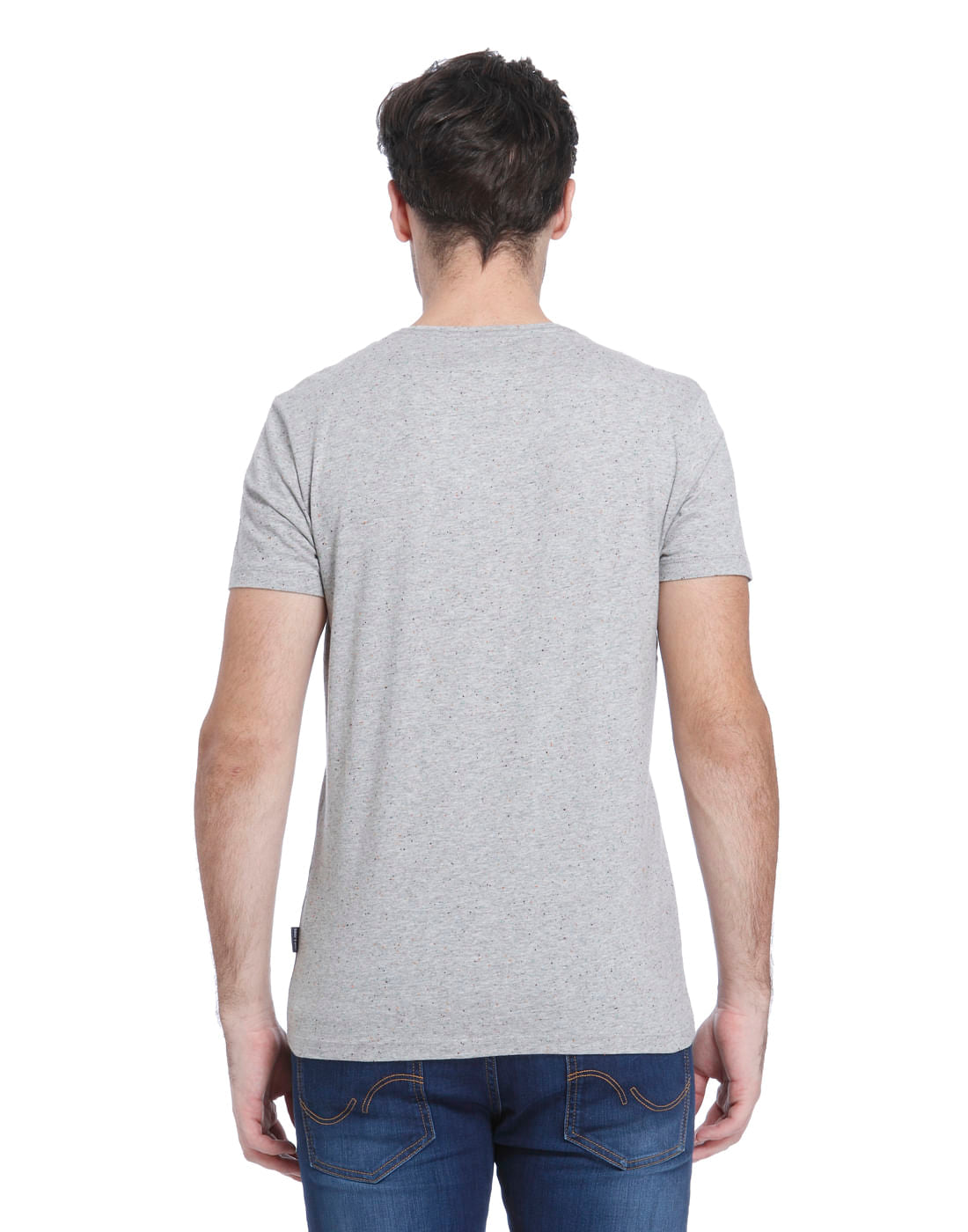 Light Grey Self Print Crew Neck T-Shirt