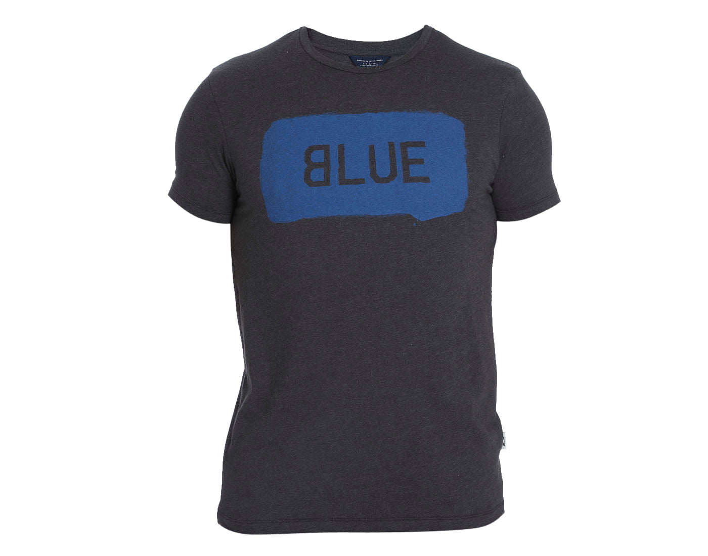 Dark Grey And Blue Printed Crew Neck T-Shirt