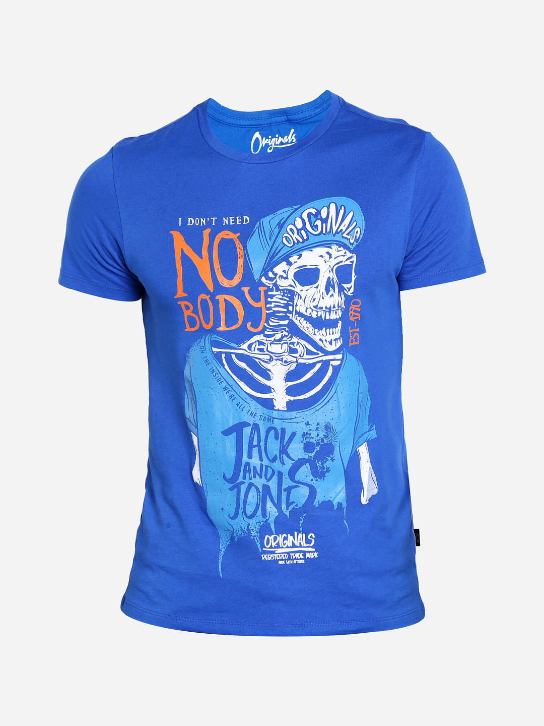 Blue Graphic Print Crew Neck T-Shirt