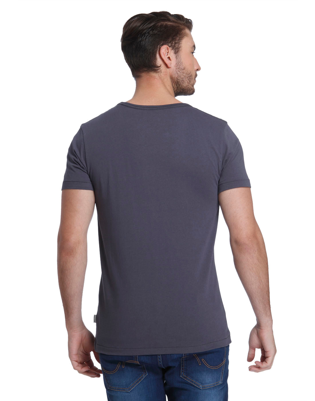 Grey Graphic Print Crew Neck T-Shirt