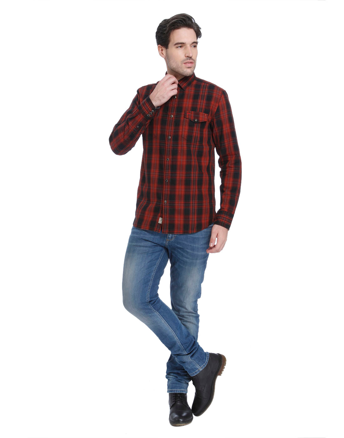 Red Check Slim Fit Shirt