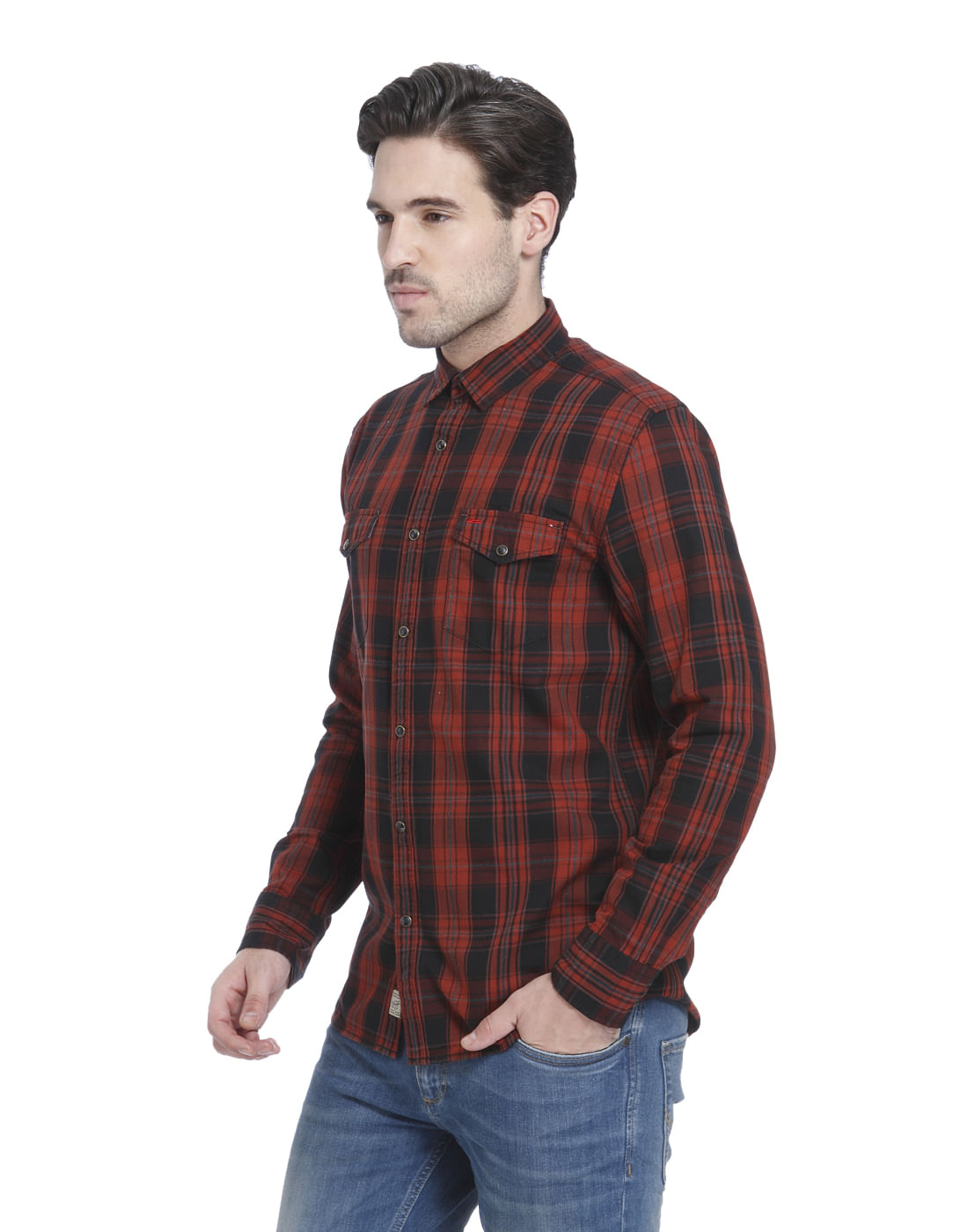 Red Check Slim Fit Shirt