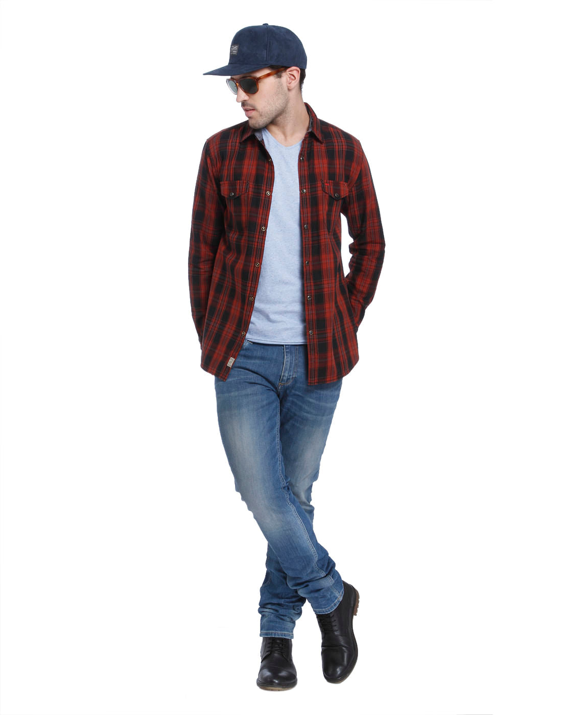 Red Check Slim Fit Shirt