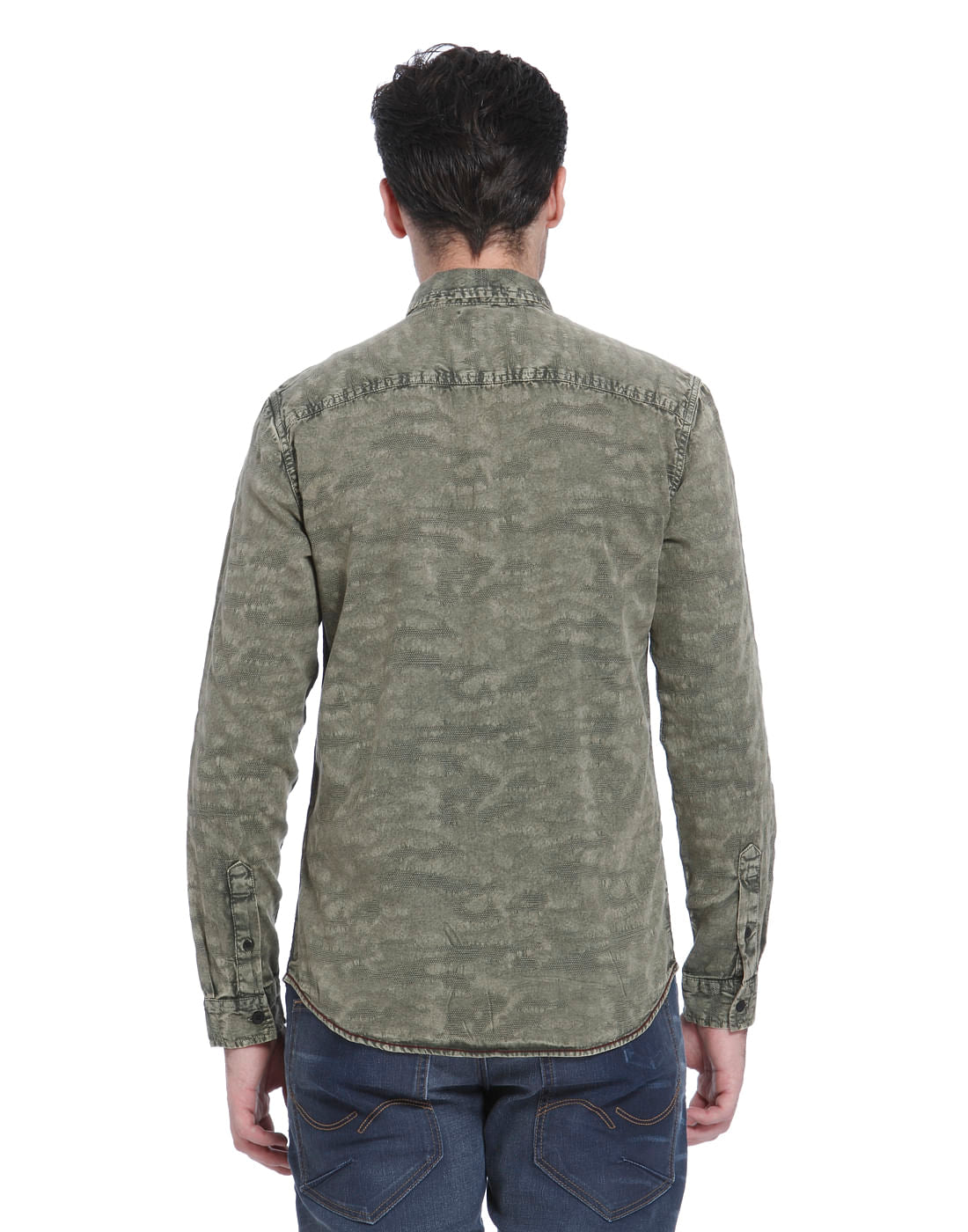 Green Faded Effect Slim Fit Shirt