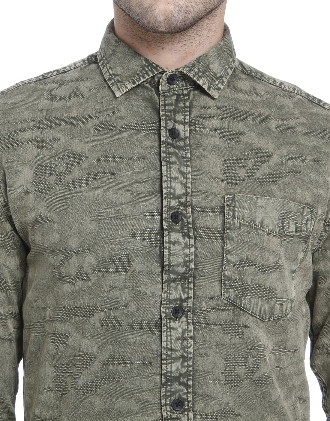 Green Faded Effect Slim Fit Shirt