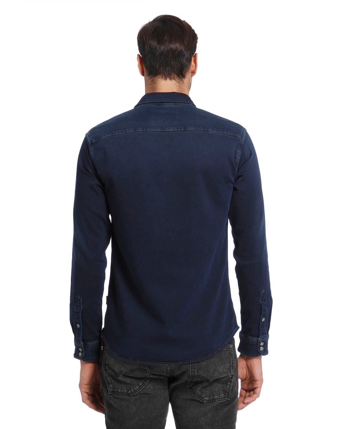 Dark Blue Slim Fit Denim Shirt