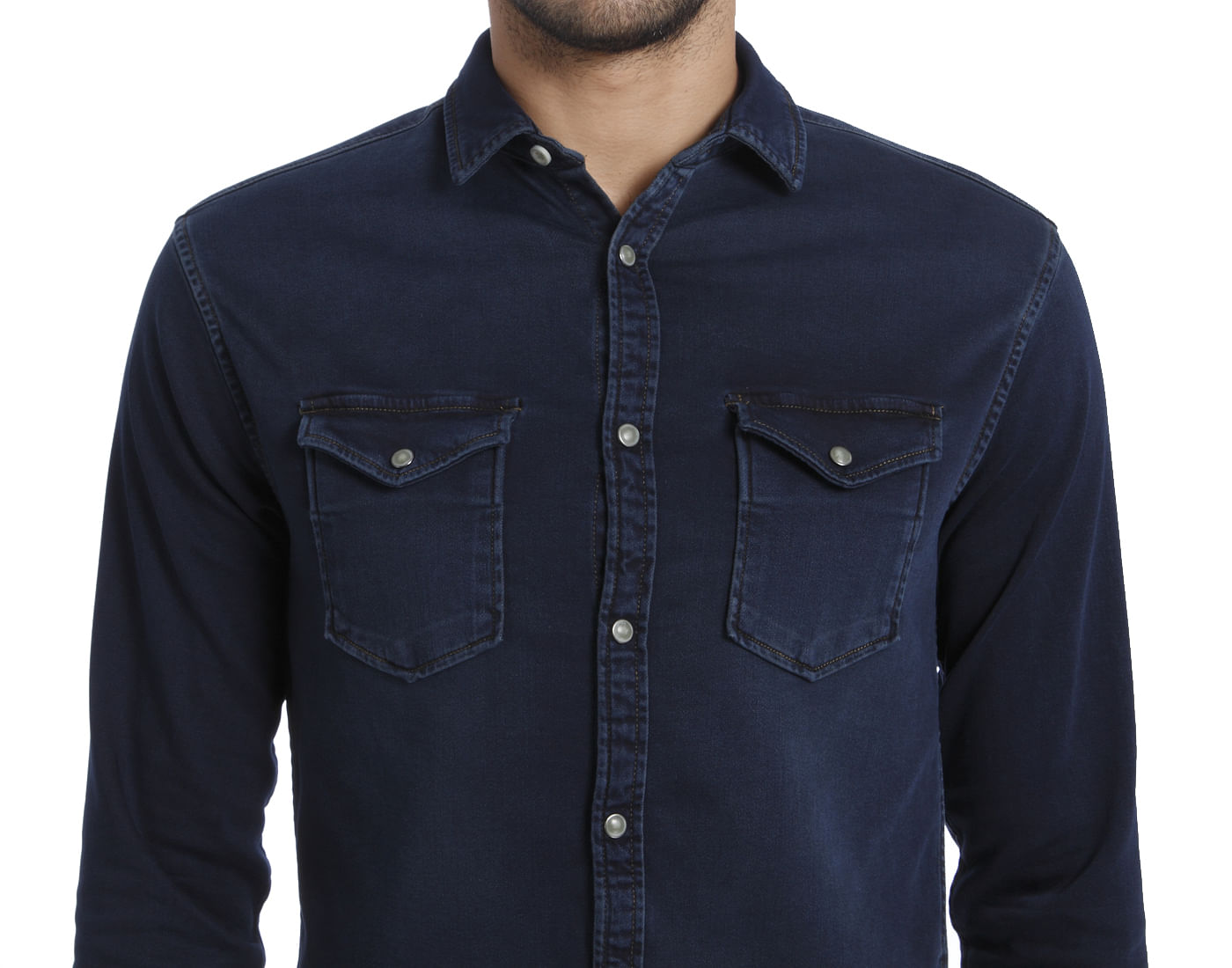 Dark Blue Slim Fit Denim Shirt