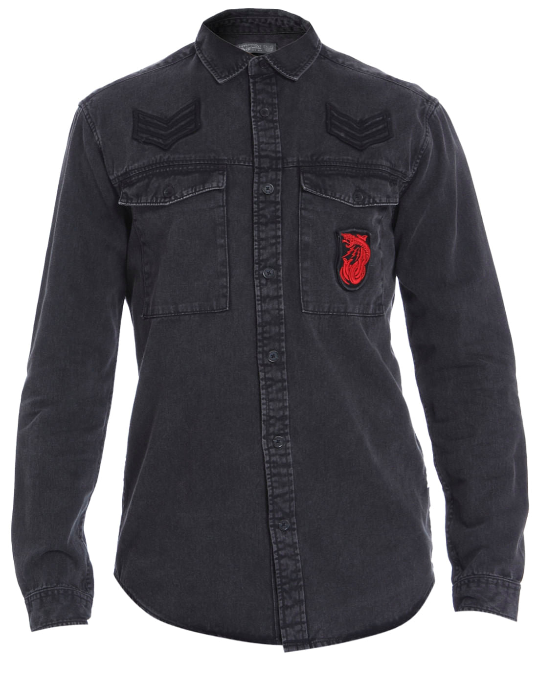 Dark Grey Over Dyed Slim Fit Shirt
