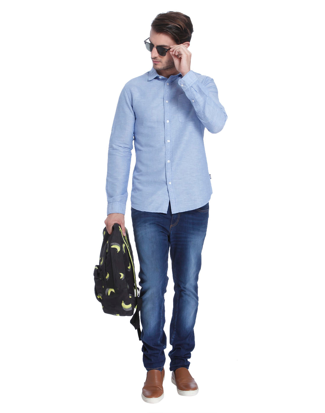 Blue Linen Slim Fit Shirt