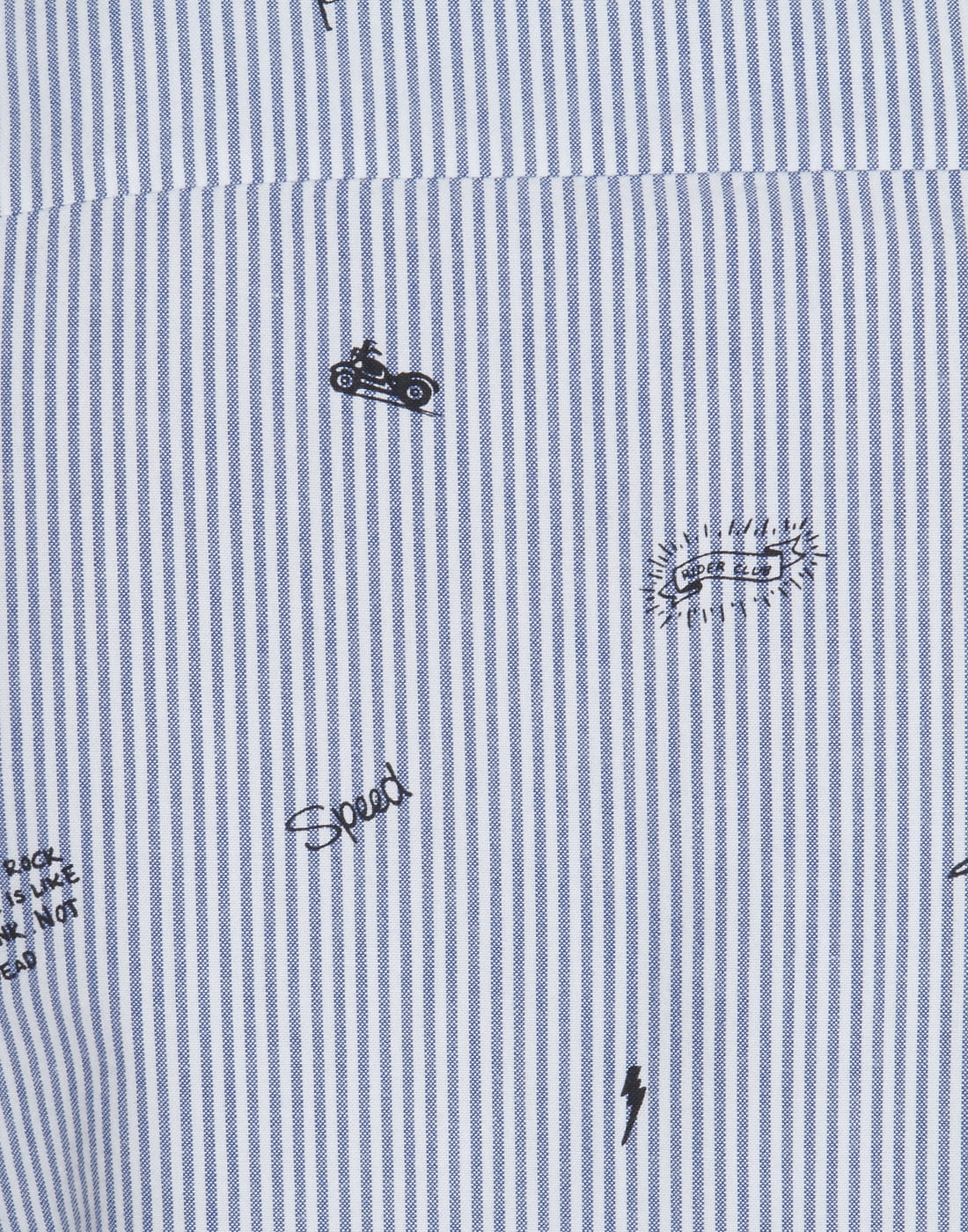 Blue Striped Quirky Print Slim Fit Shirt