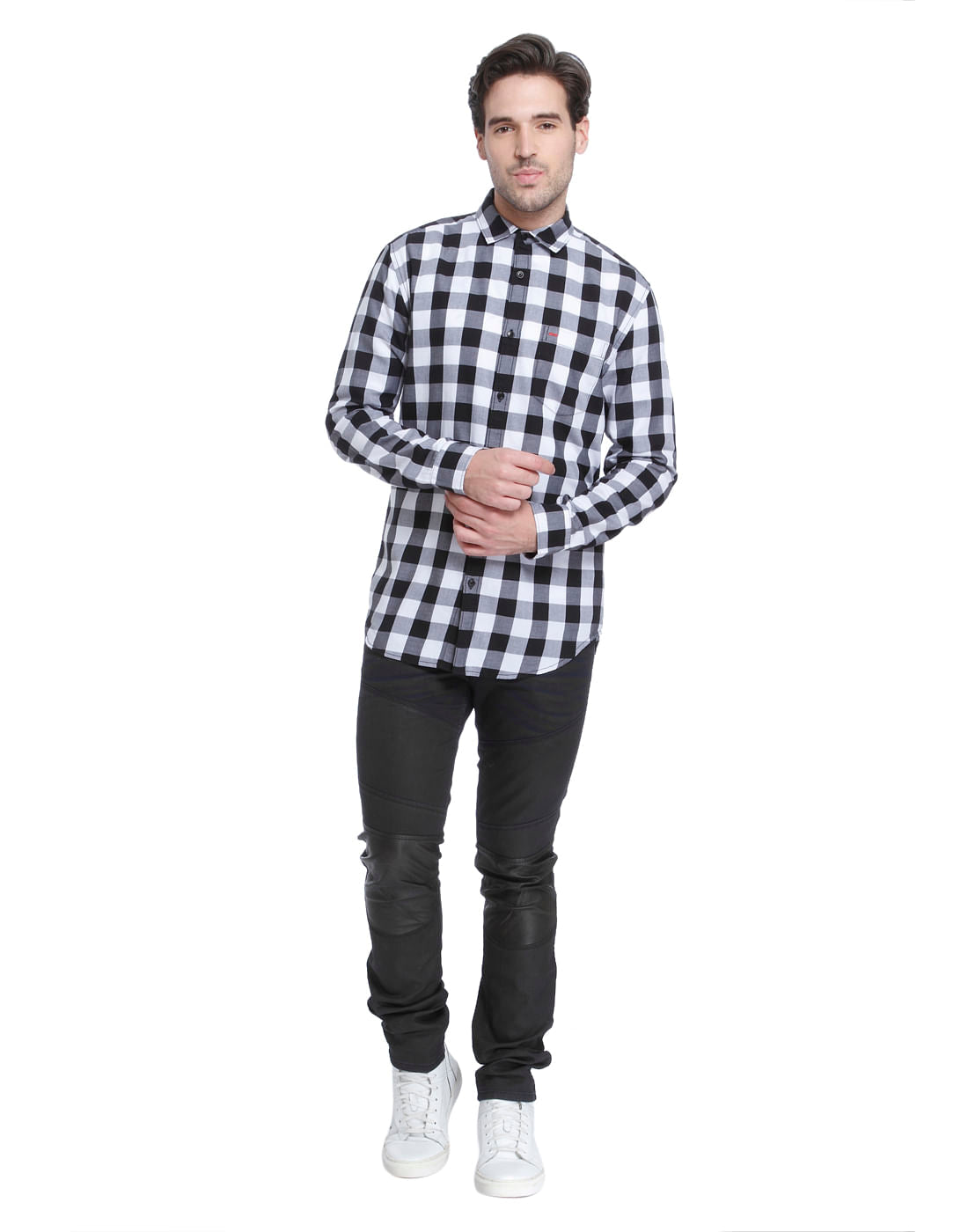 Black & White Slim Fit Check Shirt