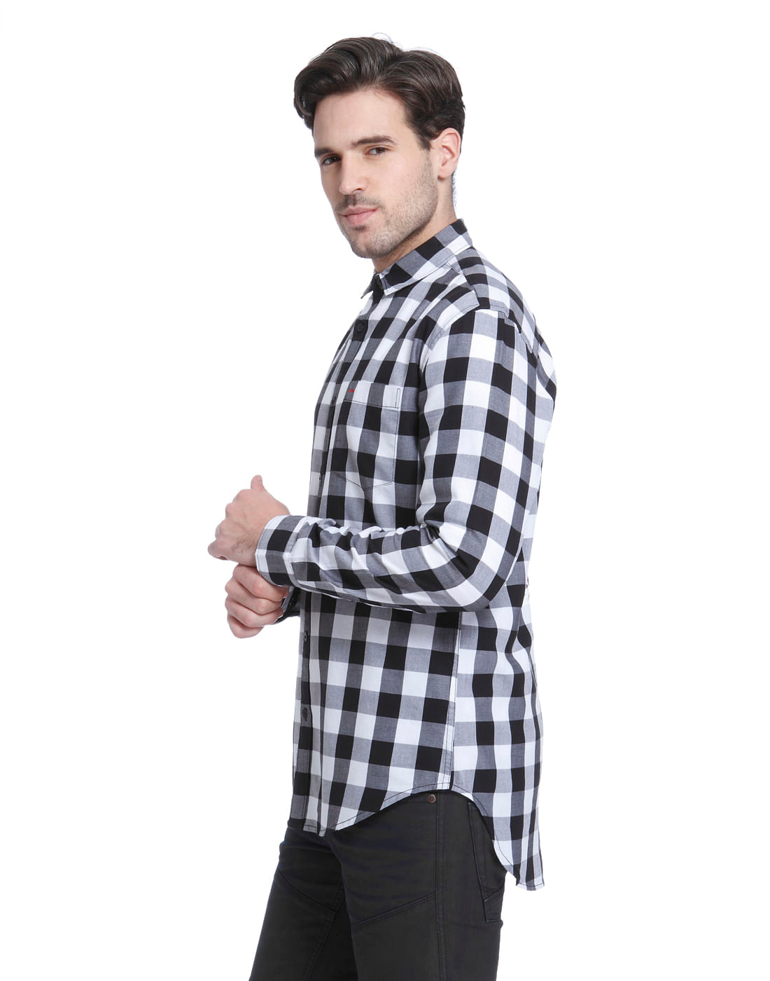 Black & White Slim Fit Check Shirt