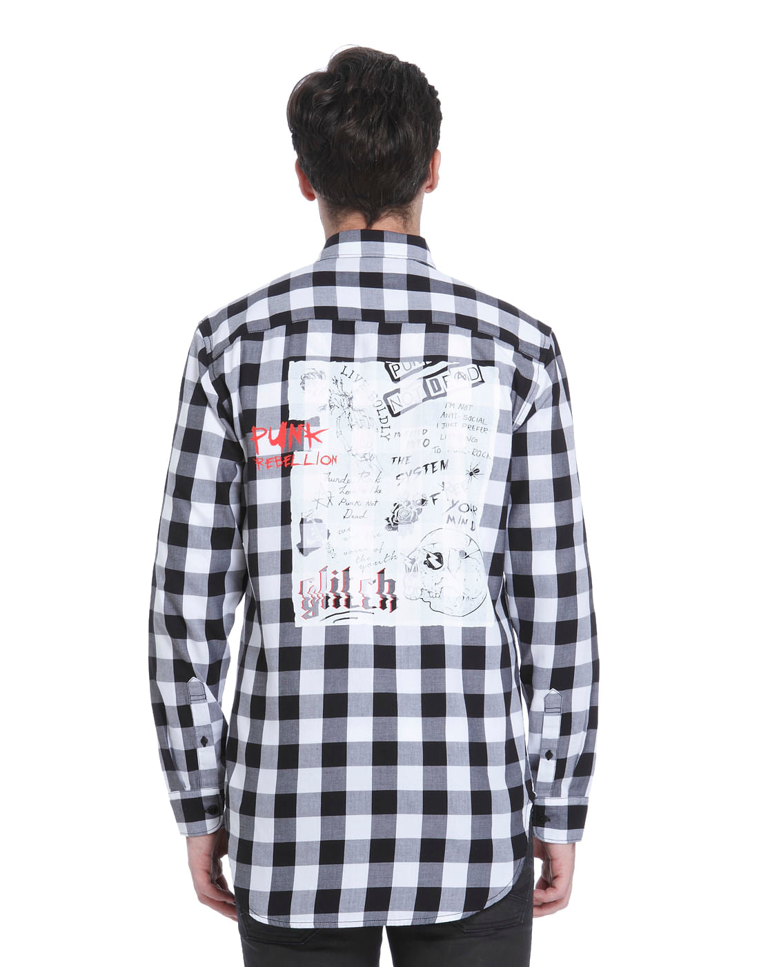 Black & White Slim Fit Check Shirt