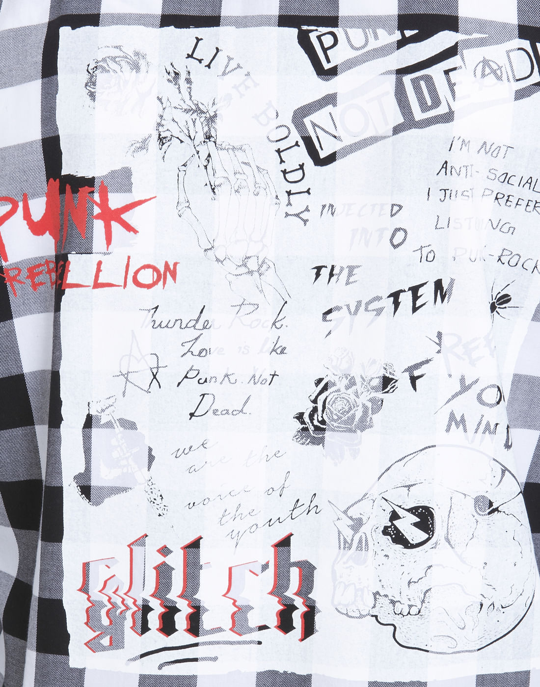 Black & White Slim Fit Check Shirt