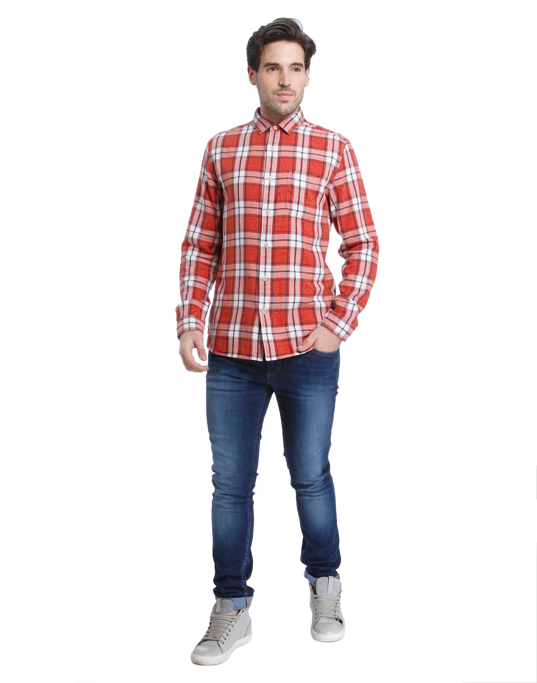 Red Check Slim Fit Shirt