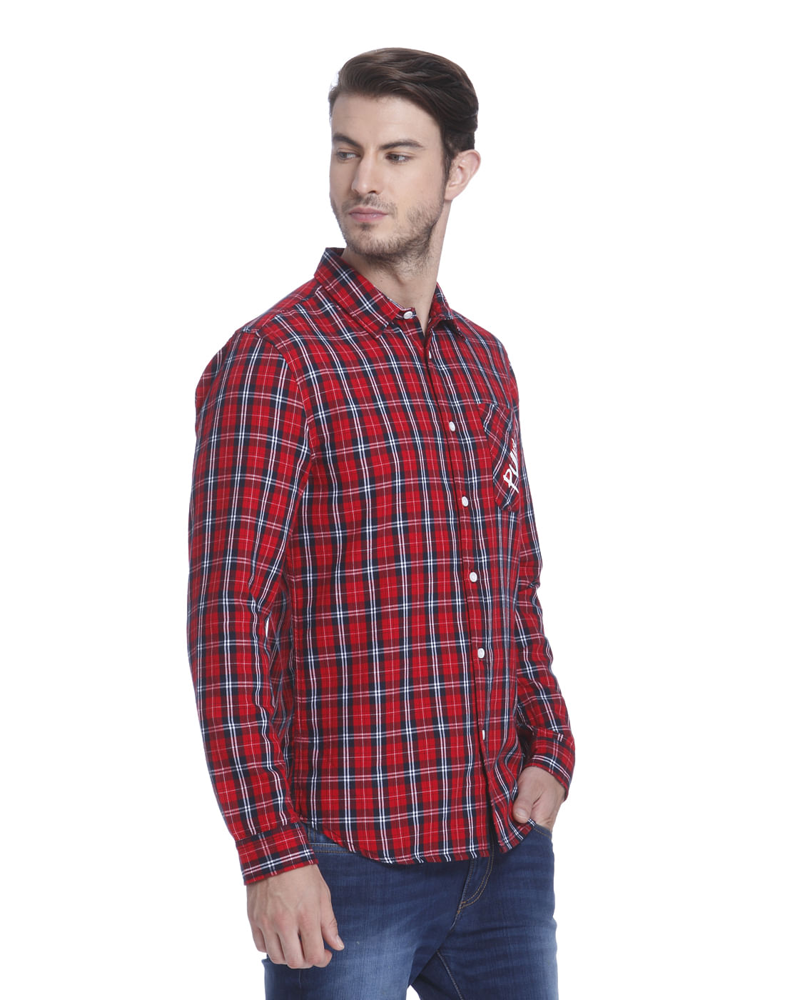 Red Check Slim Fit Shirt