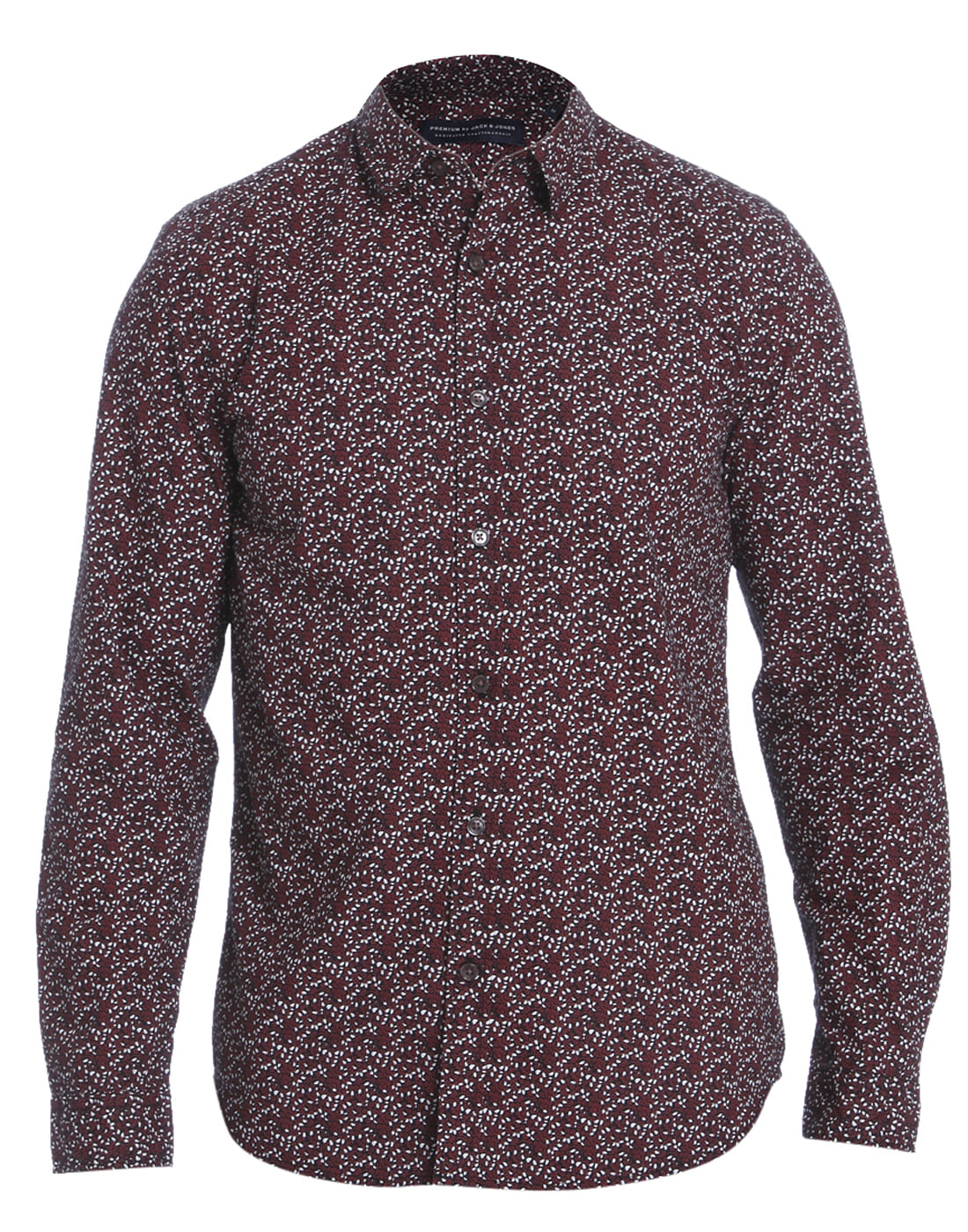 Brown Printed Slim Fit Check Shirt