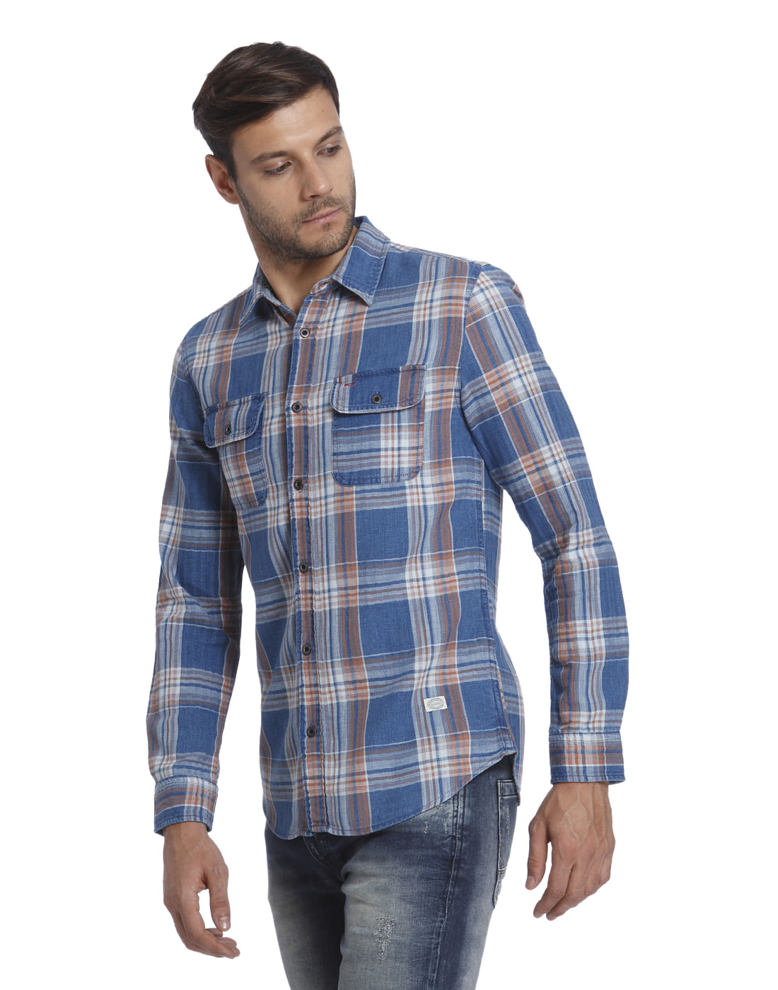 Blue Check Slim Fit Shirt