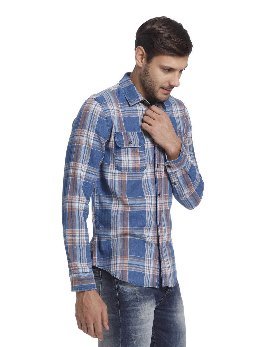 Blue Check Slim Fit Shirt