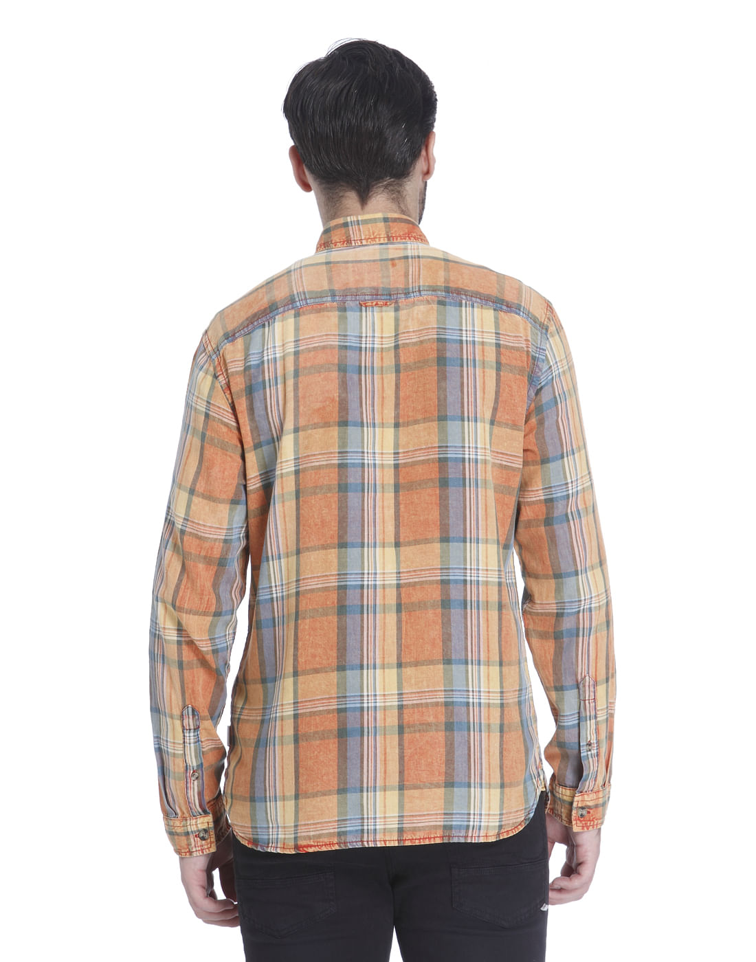 Orange Check Slim Fit Shirt