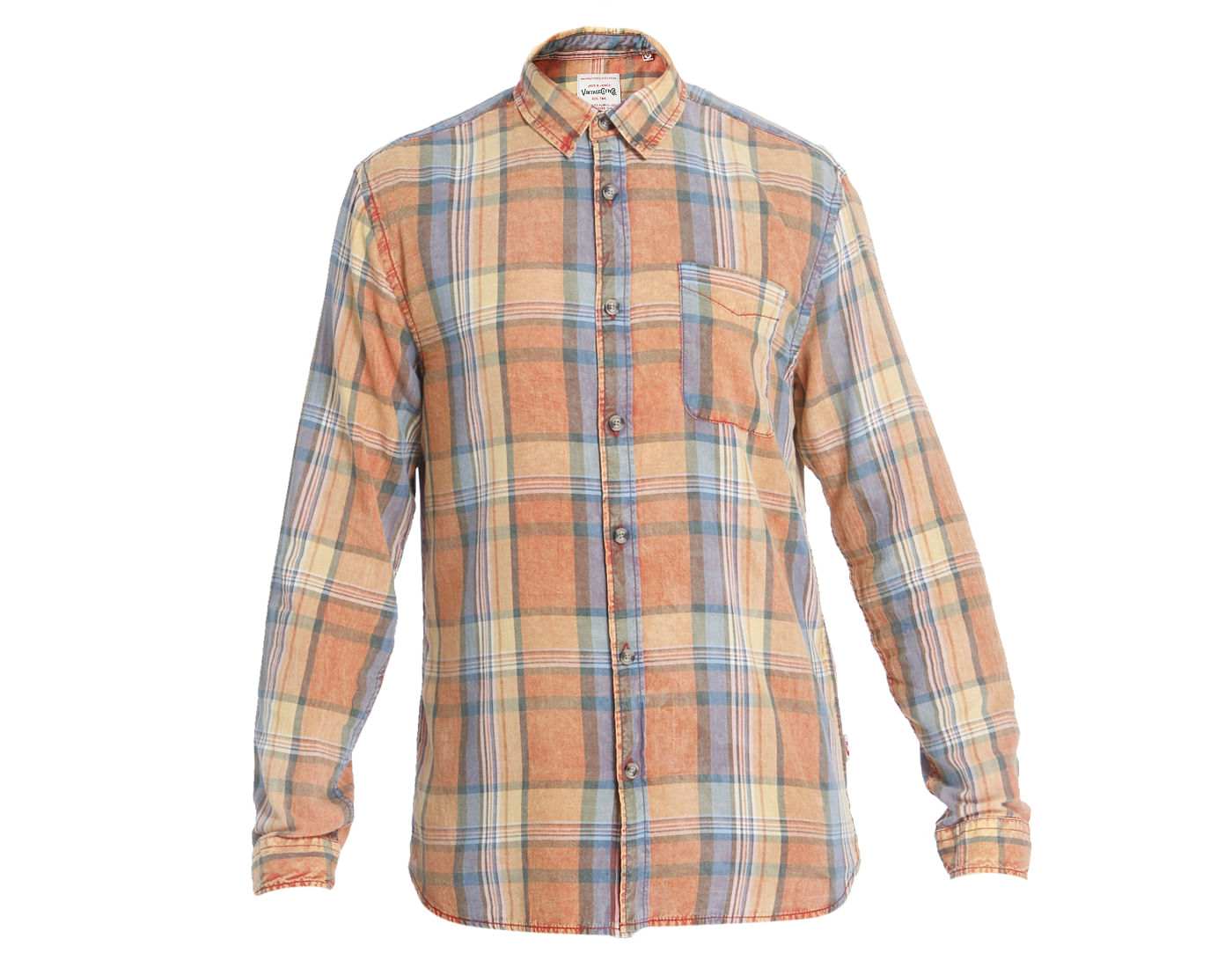 Orange Check Slim Fit Shirt