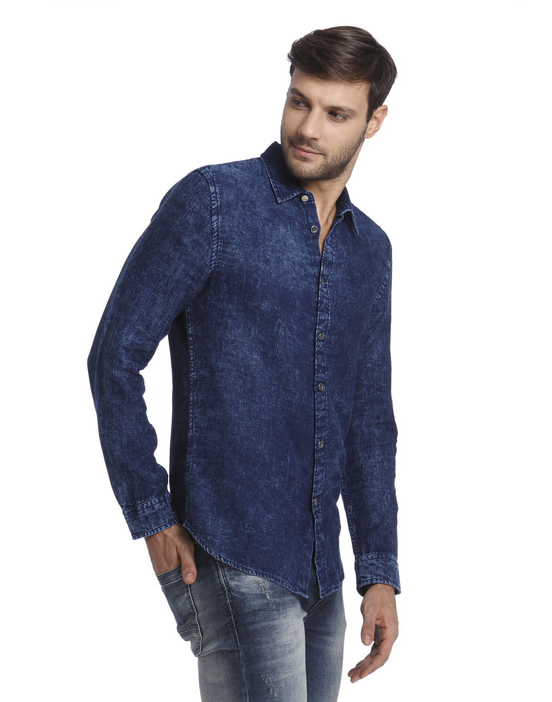 Blue Denim Slim Fit Shirt